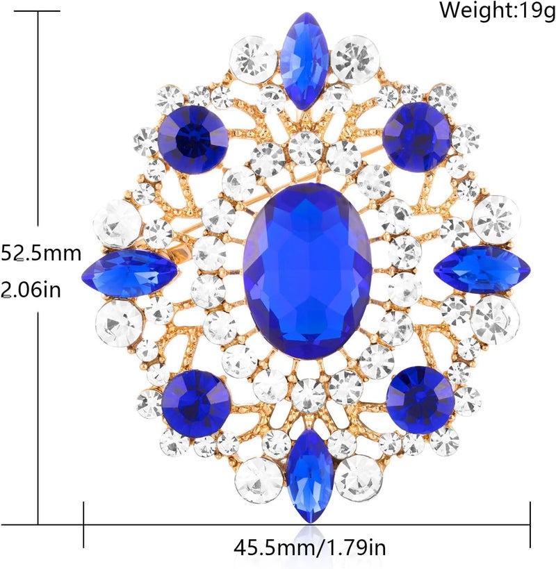 LAXPICOL Vintage Clear Austrian Crystal Brooch Pin for Women Elegant Wedding Bridal Brooches Broach Pin 1.69"*1.39" - Image 3